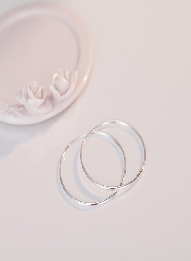 Kokoma Sterling Silver 925 Large Hoop Earrings Circle Endless Basketball Huggie Round Earring (40mm) - Image 5
